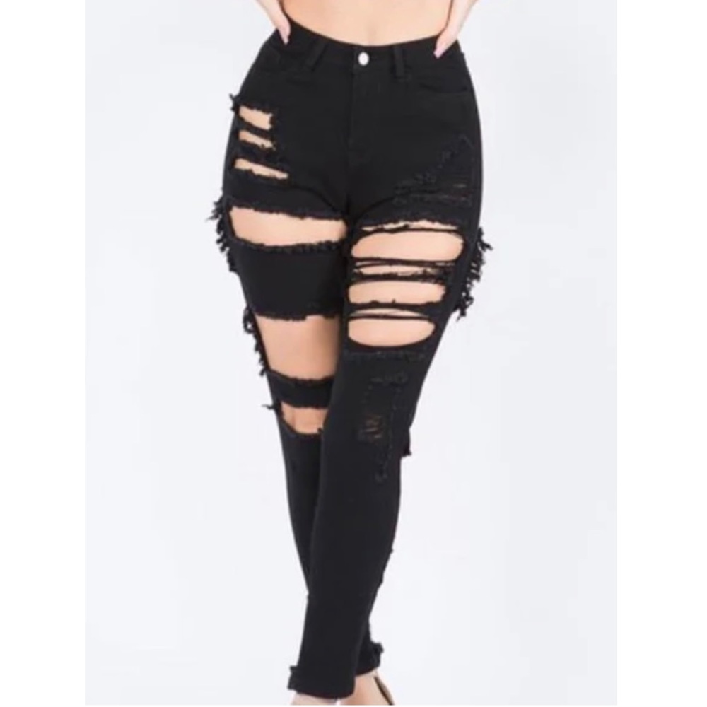Black Distressed Jeans